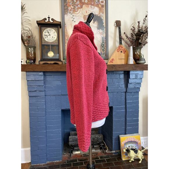 HABITAT Cardigan S/M Sweater Lagenlook Button Down 100% Cotton Chunky Knit Pink - Picture 2 of 12